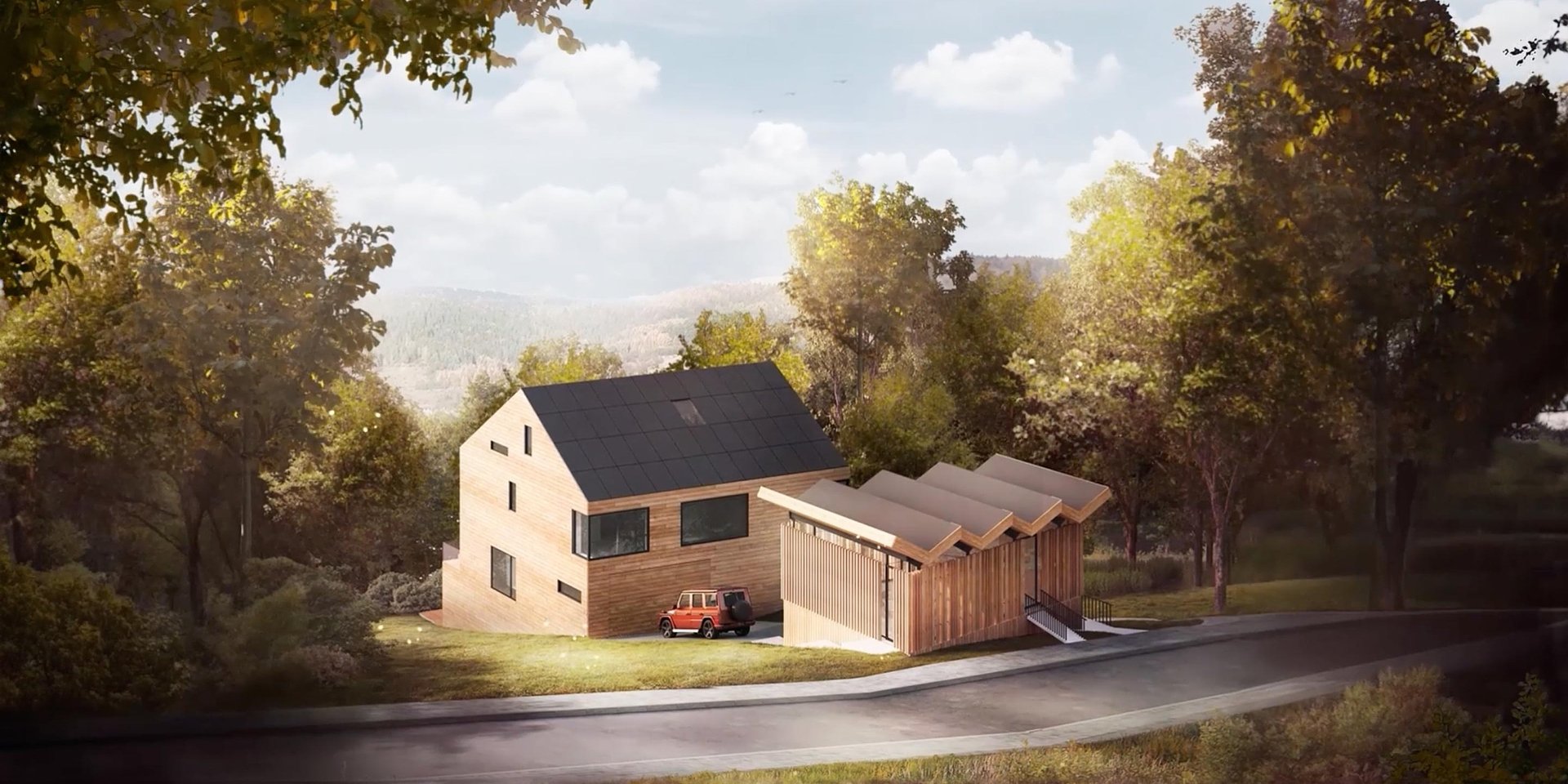 Prominent BXB studio selects SunRoof: Culinary Settlement in Krynica, Poland features solar roofs