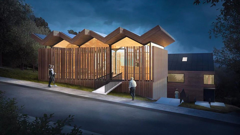 Osada Kulinarna w Krynicy zaprojektowana przez Bogusława Barnasia i BXB studio z dachami solarnymi SunRoof